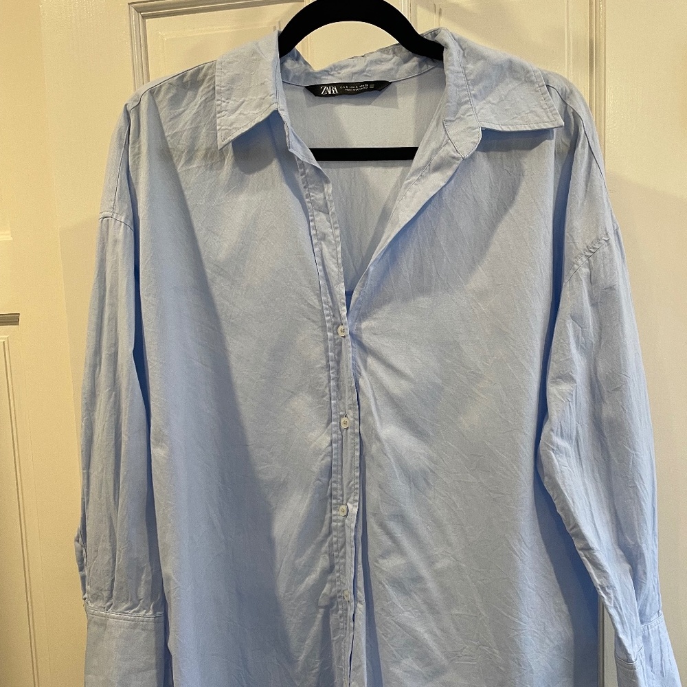 Zara Blue Poplin Shirt - (S)